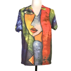 Multicolour portrait polo t-shirt